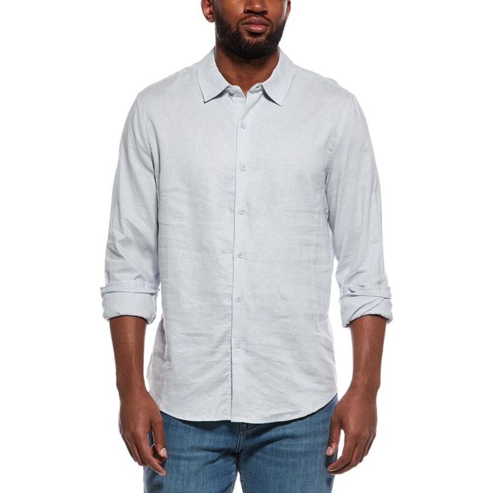 Onia Mens  Stretch Linen-Blend Shirt, Blue